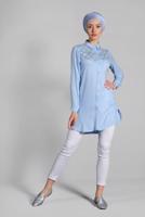 Hijab clothing BLUE TUNIC WITH SLITS 4174 