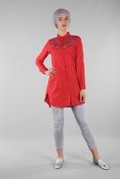 Vêtements hijab ROUGE TUNIQUE AVEC FENTES 4174 