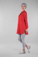 Vêtements hijab ROUGE TUNIQUE AVEC FENTES 4174 