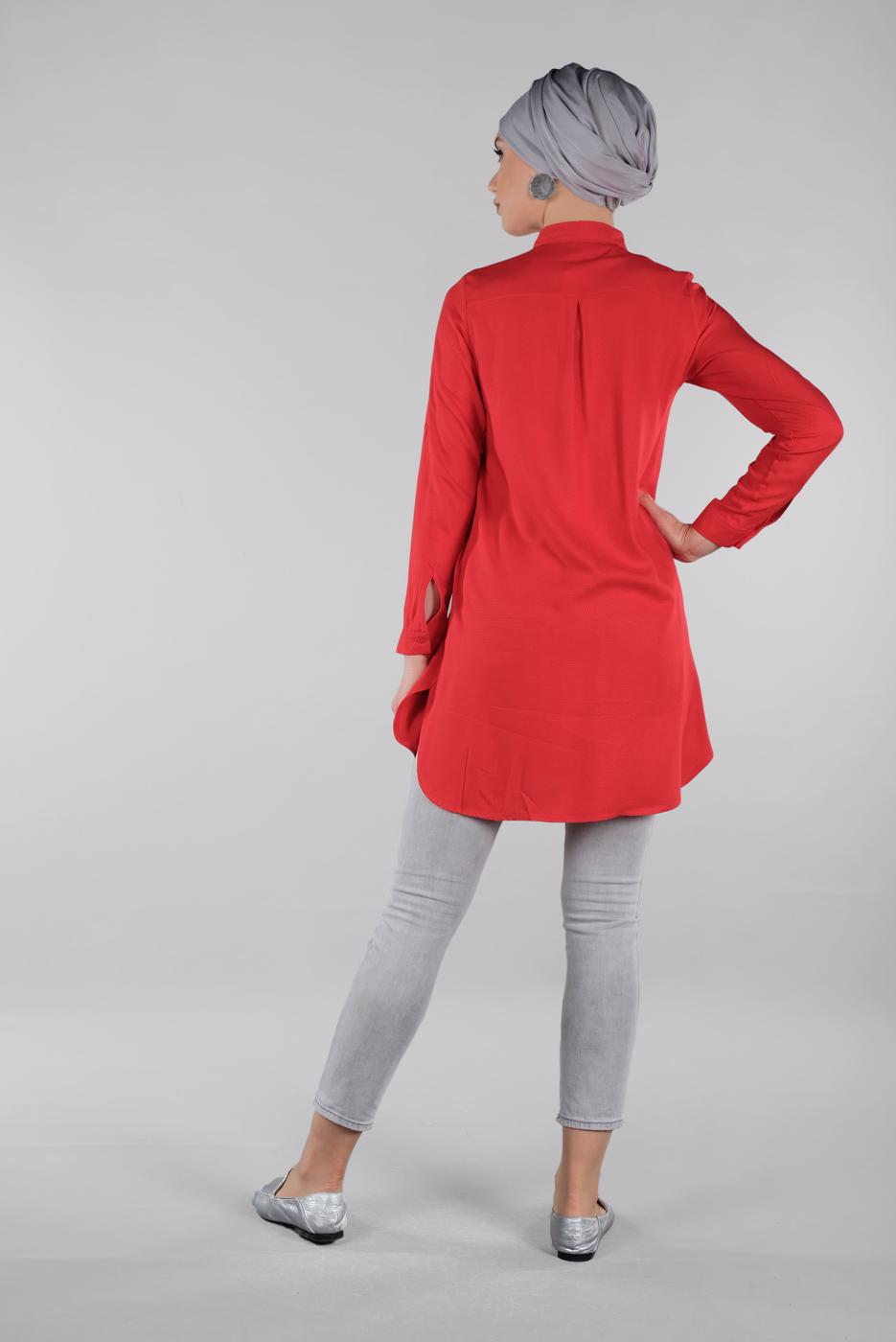 Vêtements hijab ROUGE TUNIQUE AVEC FENTES 4174 