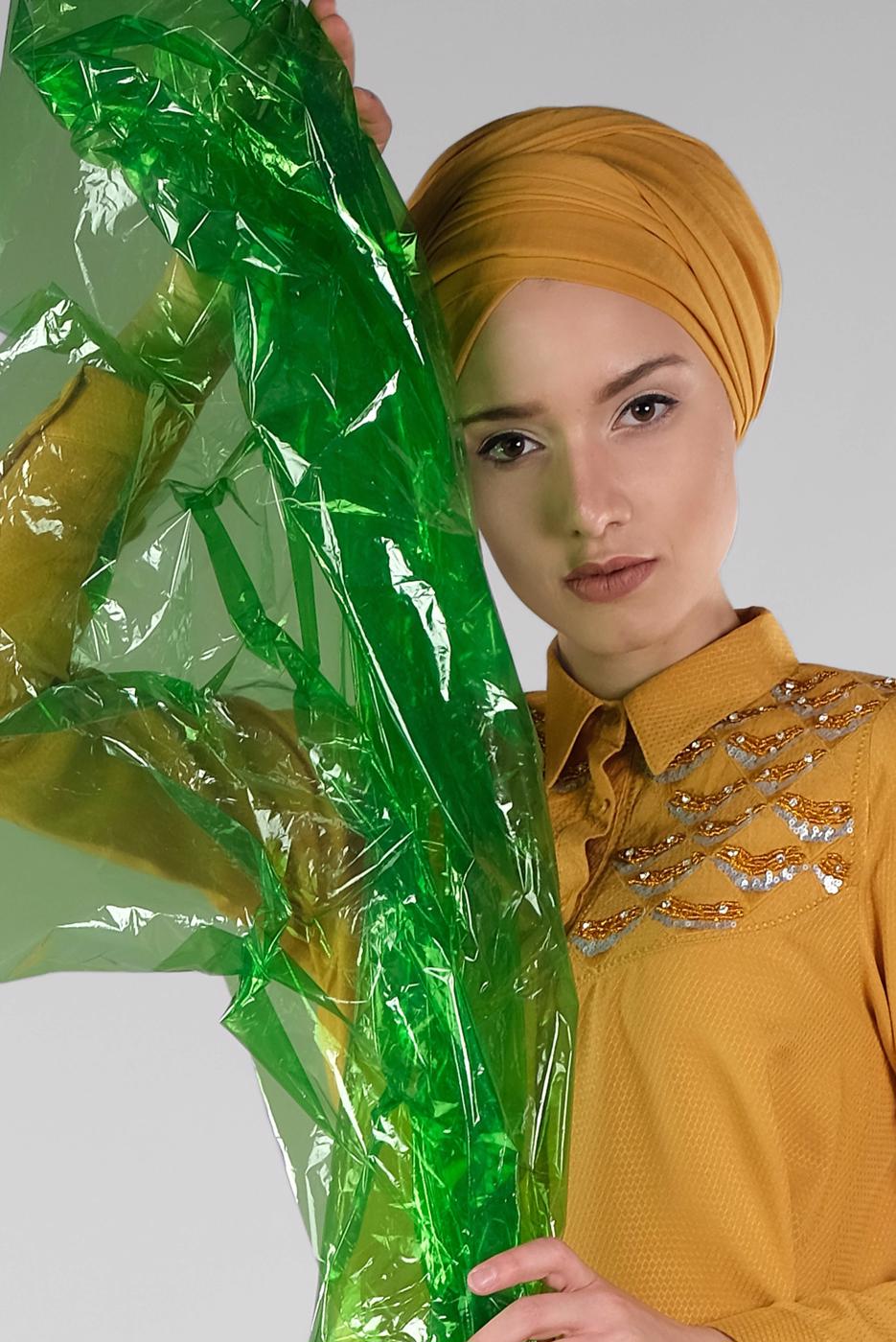 Vêtements hijab ORANGE TUNIQUE AVEC FENTES 4174 