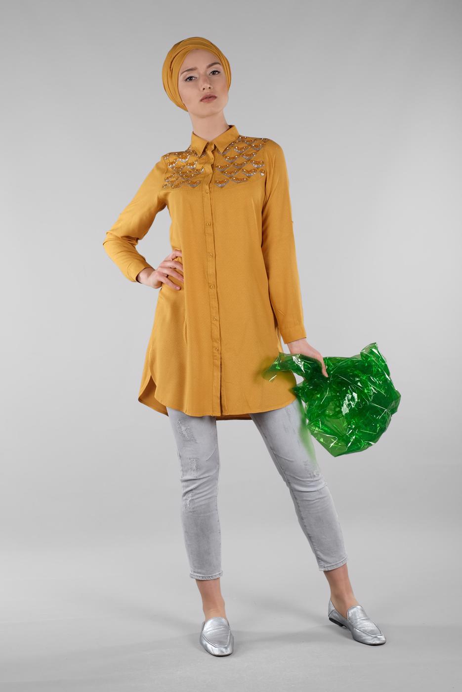 Vêtements hijab ORANGE TUNIQUE AVEC FENTES 4174 