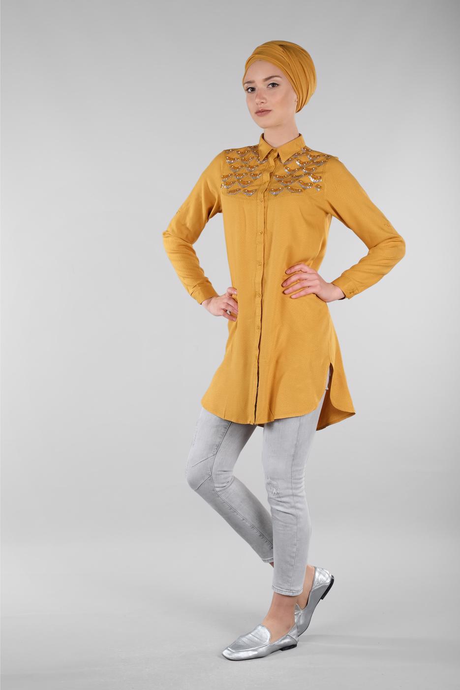 Vêtements hijab ORANGE TUNIQUE AVEC FENTES 4174 