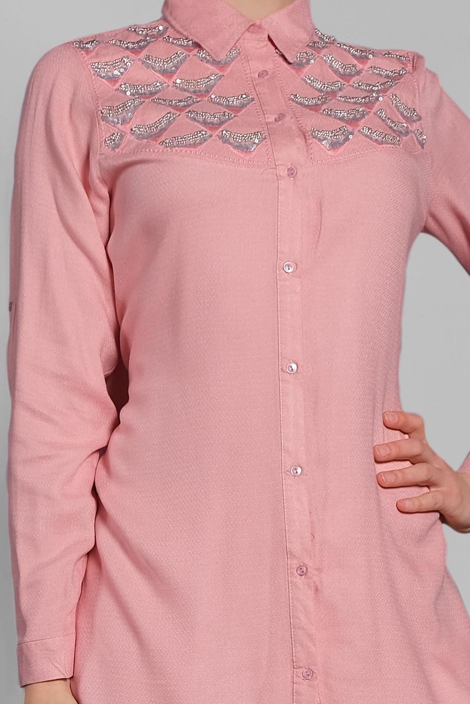 Vêtements hijab POUDRE TUNIQUE AVEC FENTES 4174 