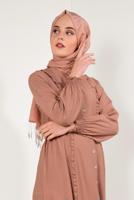Tesettür giyim TURUNCU BOYDAN DÜĞMELİ UZUN TUNİK T 4226