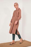 Tesettür giyim TURUNCU BOYDAN DÜĞMELİ UZUN TUNİK T 4226
