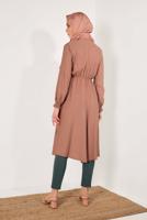 Tesettür giyim TURUNCU BOYDAN DÜĞMELİ UZUN TUNİK T 4226