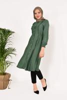 Tesettür giyim YEŞİL BOYDAN DÜĞMELİ UZUN TUNİK T 4226 