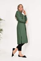 Tesettür giyim YEŞİL BOYDAN DÜĞMELİ UZUN TUNİK T 4226 