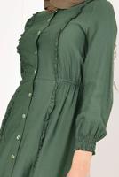 Tesettür giyim YEŞİL BOYDAN DÜĞMELİ UZUN TUNİK T 4226 