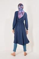 Tesettür giyim LACİVERT BOYDAN DÜĞMELİ UZUN TUNİK T 4226 