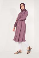 Tesettür giyim PEMBE BOYDAN DÜĞMELİ UZUN TUNİK T 4226 