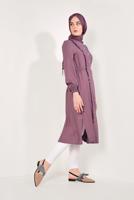 Tesettür giyim PEMBE BOYDAN DÜĞMELİ UZUN TUNİK T 4226 
