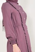 Tesettür giyim PEMBE BOYDAN DÜĞMELİ UZUN TUNİK T 4226 
