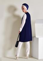 Tesettür giyim LACİVERT İŞLEMELİ GÜPÜR DETAYLI 2&prime;Lİ TUNİK 4278