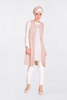 Tesettür giyim PUDRA İŞLEMELİ GÜPÜR DETAYLI 2&prime;Lİ TUNİK 4278