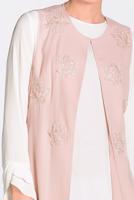 Tesettür giyim PUDRA İŞLEMELİ GÜPÜR DETAYLI 2&prime;Lİ TUNİK 4278
