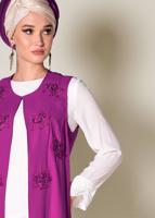 Tesettür giyim MOR İŞLEMELİ GÜPÜR DETAYLI 2&prime;Lİ TUNİK 4278