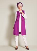 Tesettür giyim MOR İŞLEMELİ GÜPÜR DETAYLI 2&prime;Lİ TUNİK 4278