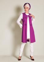 Tesettür giyim MOR İŞLEMELİ GÜPÜR DETAYLI 2&prime;Lİ TUNİK 4278