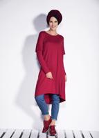 Tesettür giyim KIRMIZI İNCİ VE BONCUK İŞLEMELİ TUNİK 4345 