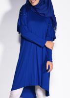 Tesettür giyim LACİVERT İNCİ VE BONCUK İŞLEMELİ TUNİK 4345 
