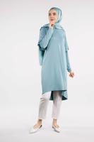 Tesettür giyim MAVİ İNCİ VE BONCUK İŞLEMELİ TUNİK 4345 