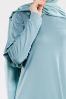 Tesettür giyim MAVİ İNCİ VE BONCUK İŞLEMELİ TUNİK 4345 