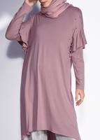 Tesettür giyim PEMBE İNCİ VE BONCUK İŞLEMELİ TUNİK 4345 