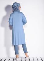 Tesettür giyim MAVİ T 4345 ALVİNA- ÖRME VİSCON TUNİK