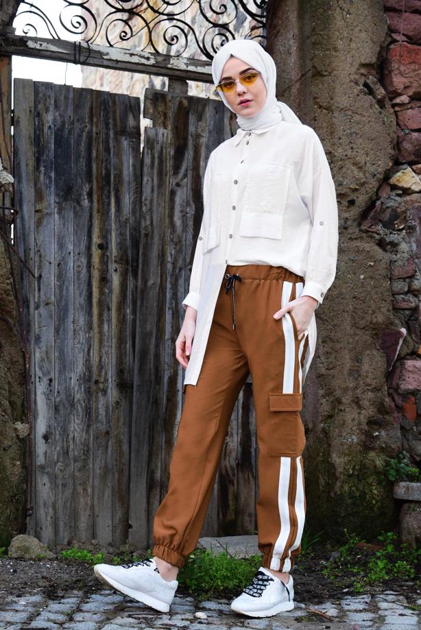 Vêtements hijab  Button Front Bat Sleeve Tunic T 4382  - TRENDTESETTÜR