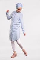 Tesettür giyim MAVİ ÇİZGİ DESENLİ PAMUKLU TUNİK 4473