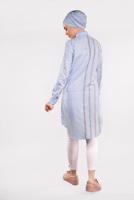 Tesettür giyim MAVİ ÇİZGİ DESENLİ PAMUKLU TUNİK 4473
