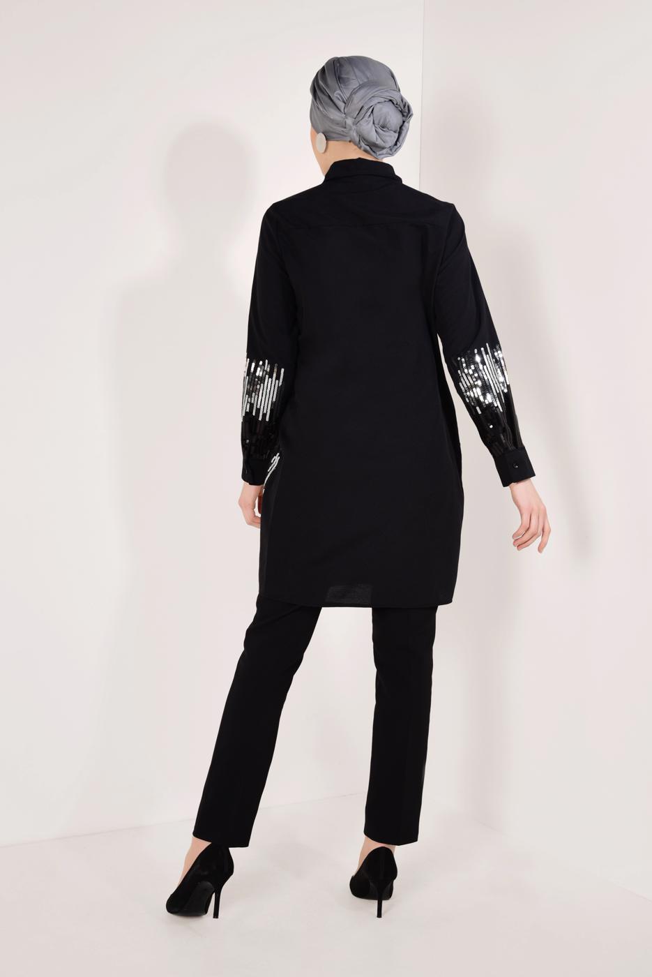 Hijab clothing BLACK SEQUINNED TUNIC 4488 