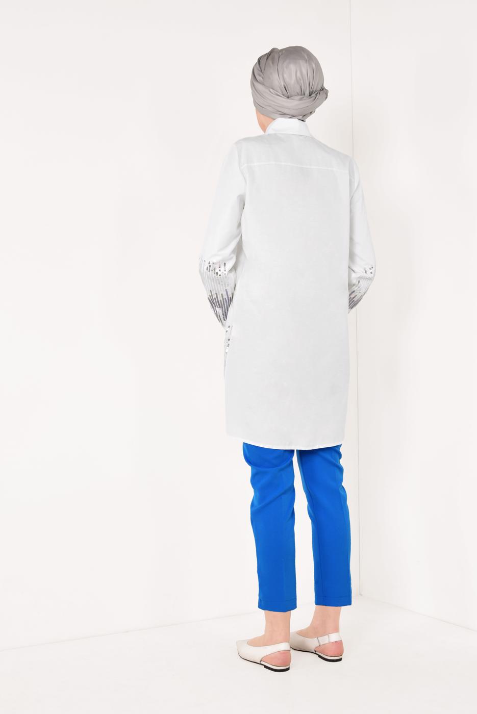 Vêtements hijab ÉCRU TUNIQUE À SEQUINS 4488