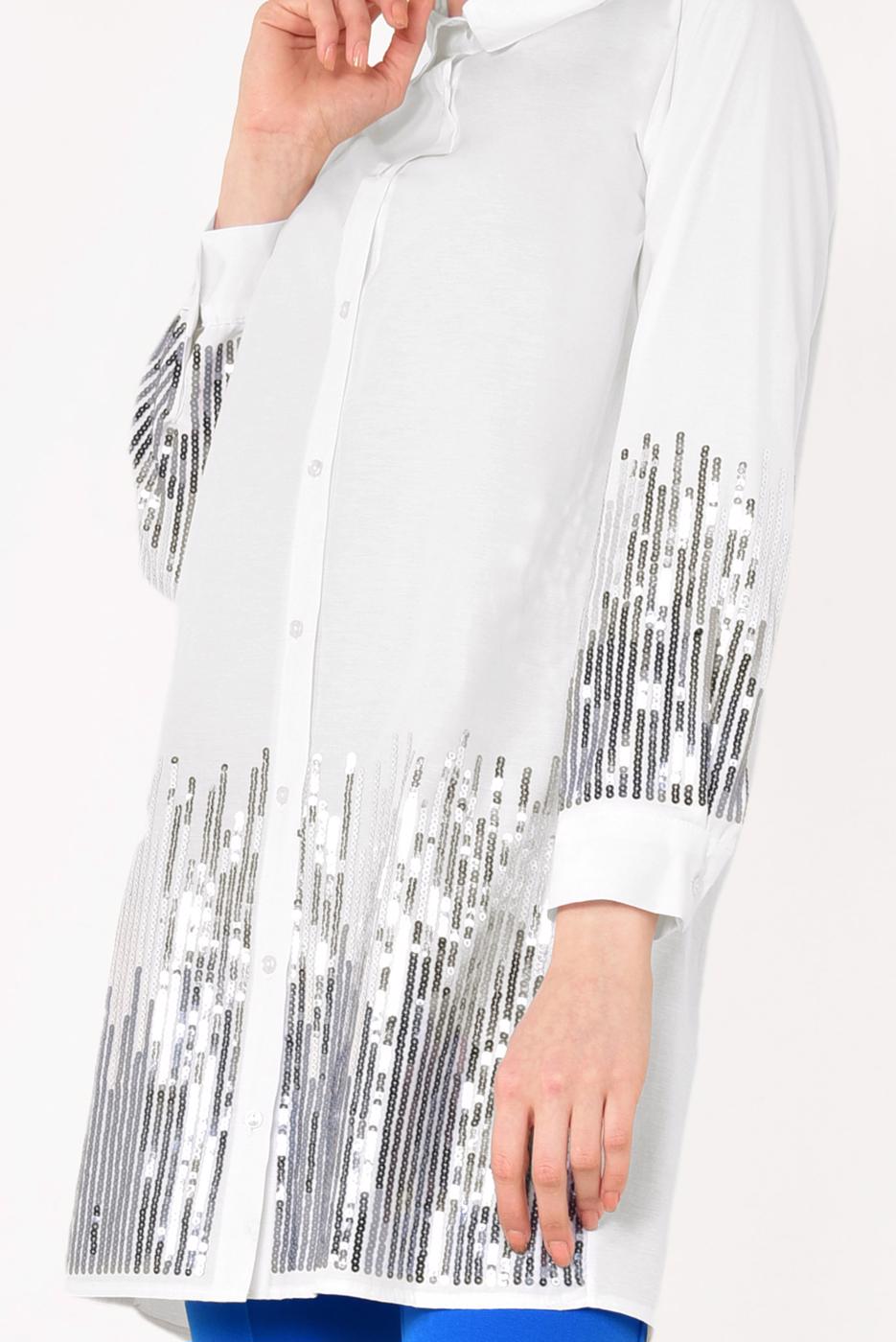 Vêtements hijab ÉCRU TUNIQUE À SEQUINS 4488