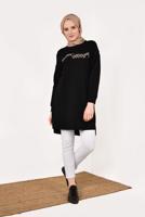 Tesettür giyim SİYAH PAMUKLU EŞOFMAN TUNİK 4628