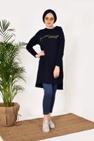Tesettür giyim LACİVERT PAMUKLU EŞOFMAN TUNİK 4628