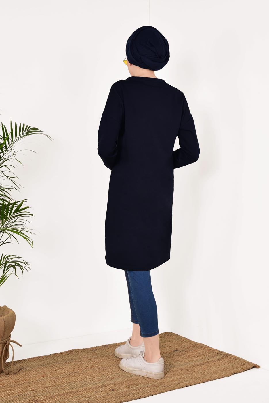 Tesettür giyim LACİVERT PAMUKLU EŞOFMAN TUNİK 4628