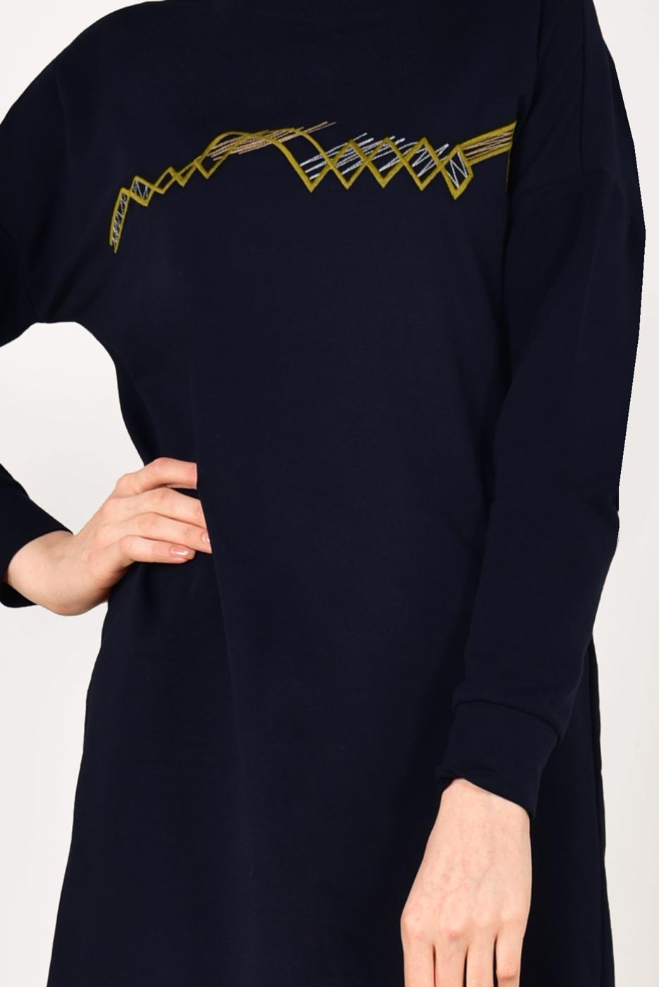 Tesettür giyim LACİVERT PAMUKLU EŞOFMAN TUNİK 4628