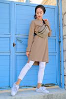 Tesettür giyim KAHVE PAMUKLU EŞOFMAN TUNİK 4628