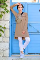 Tesettür giyim KAHVE PAMUKLU EŞOFMAN TUNİK 4628