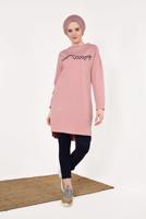 Tesettür giyim PUDRA PAMUKLU EŞOFMAN TUNİK 4628