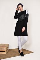 Tesettür giyim SİYAH BİSİKLET YAKA CEPLİ EŞOFMAN TUNİK 4728 