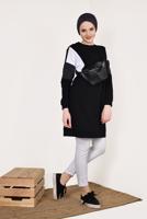 Tesettür giyim SİYAH BİSİKLET YAKA CEPLİ EŞOFMAN TUNİK 4728 