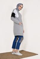 Tesettür giyim GRİ BİSİKLET YAKA CEPLİ EŞOFMAN TUNİK 4728 