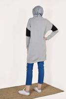 Tesettür giyim GRİ BİSİKLET YAKA CEPLİ EŞOFMAN TUNİK 4728 