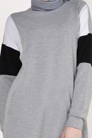 Tesettür giyim GRİ BİSİKLET YAKA CEPLİ EŞOFMAN TUNİK 4728 