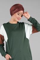 Tesettür giyim HAKİ BİSİKLET YAKA CEPLİ EŞOFMAN TUNİK 4728 