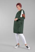 Tesettür giyim HAKİ BİSİKLET YAKA CEPLİ EŞOFMAN TUNİK 4728 